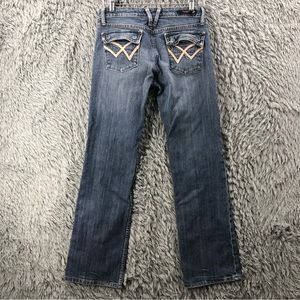 Vigoss Jeans Womens size 9 Straight Leg Denim Embroidered Pocket Jeans